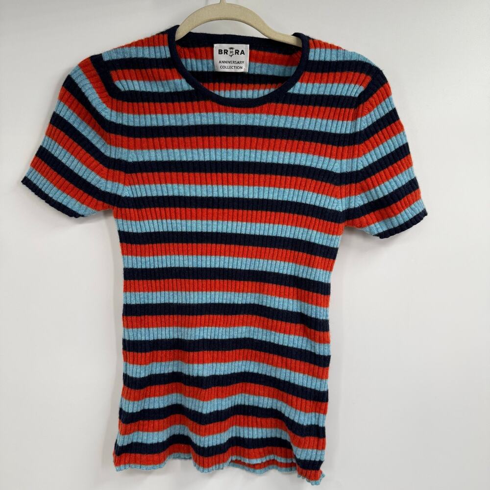 Brora Anniversary Collection Striped Cashmere Ribbed Sweater Womens 12-14 Multi